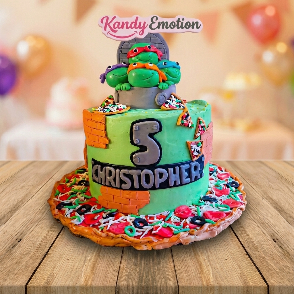 Cowabunga Style: ¡Diversión radical! Modelado 3D de las Tortugas Ninja emergiendo para la fiesta.